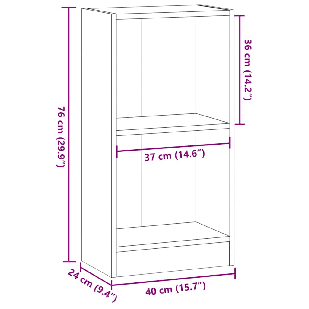 vidaXL Estantería de madera de ingeniería gris Sonoma 40x24x76 cm