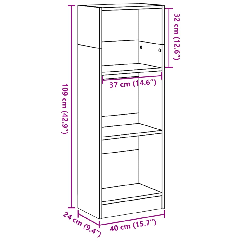 vidaXL Estantería de madera de ingeniería gris hormigón 40x24x109 cm