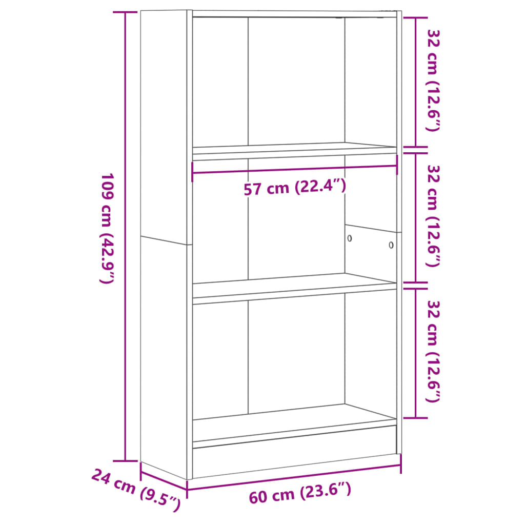 vidaXL Estantería de madera de ingeniería blanca 60x24x109 cm