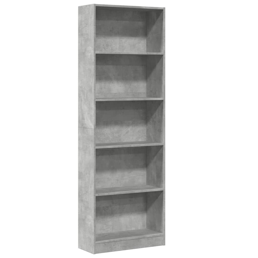 vidaXL Estantería de madera de ingeniería gris hormigón 60x24x176 cm