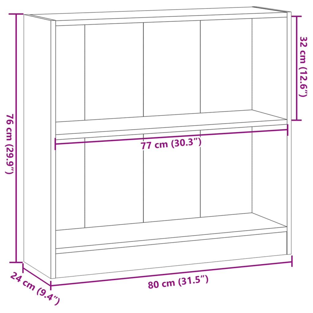 vidaXL Estantería madera de ingeniería roble ahumado 80x24x76 cm