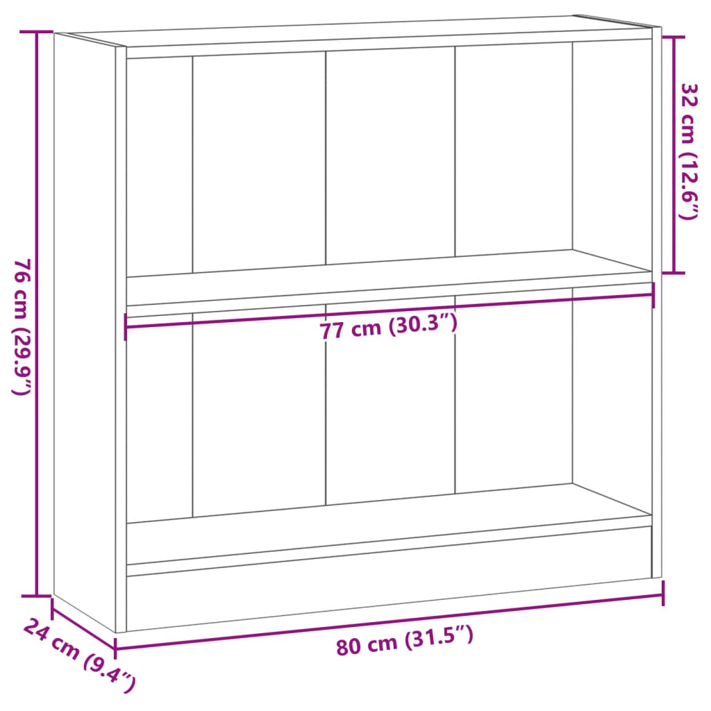 vidaXL Estantería de madera de ingeniería marrón roble 80x24x76 cm