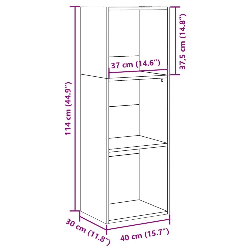 vidaXL Estantería de madera de ingeniería blanca 40x30x114 cm