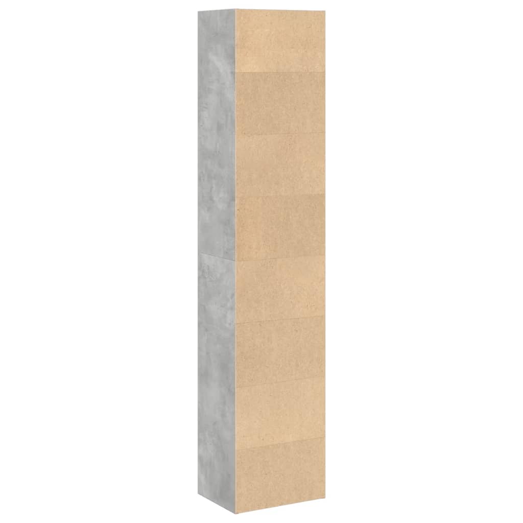 vidaXL Estantería de madera de ingeniería gris hormigón 40x30x189 cm