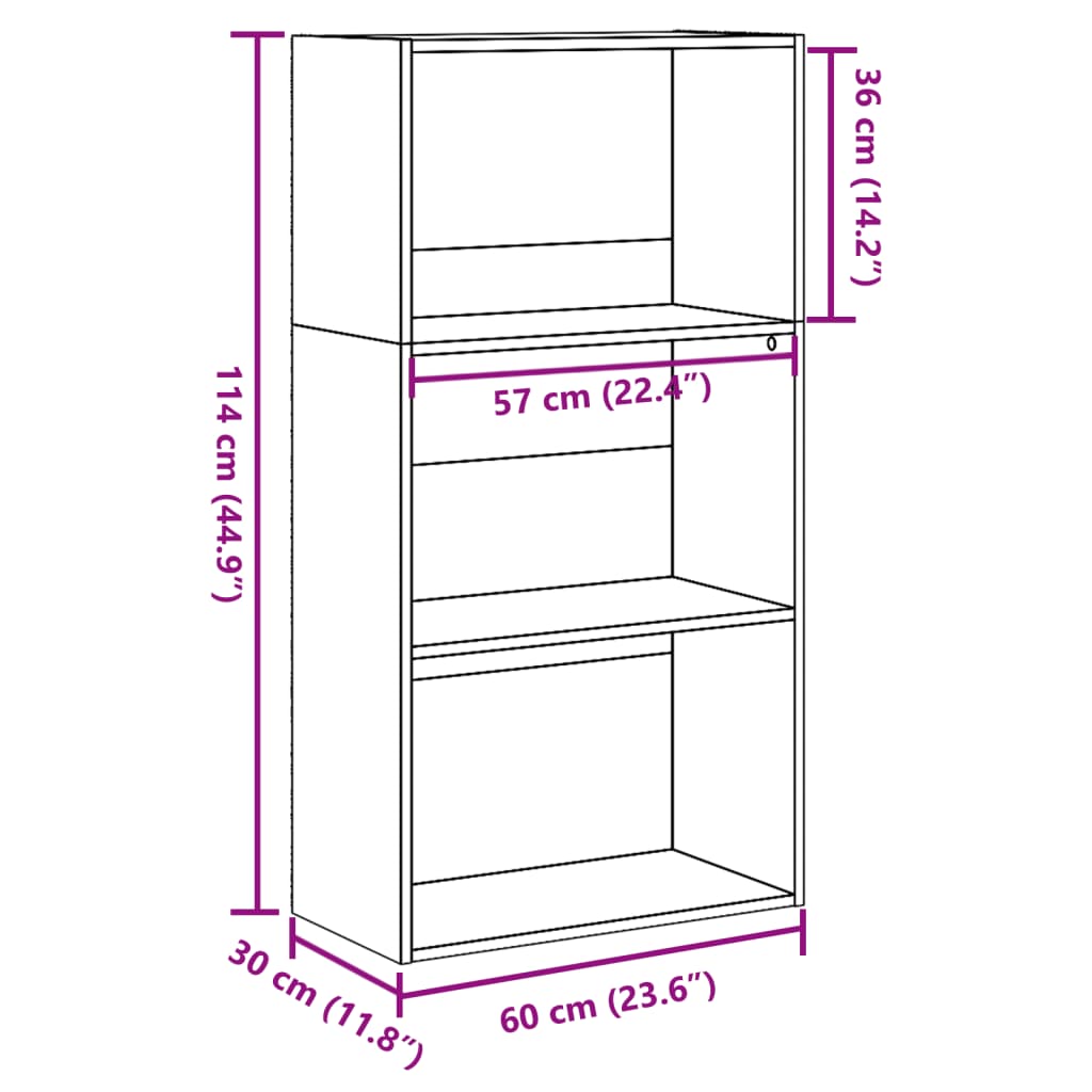 vidaXL Estantería de madera de ingeniería blanca 60x30x114 cm