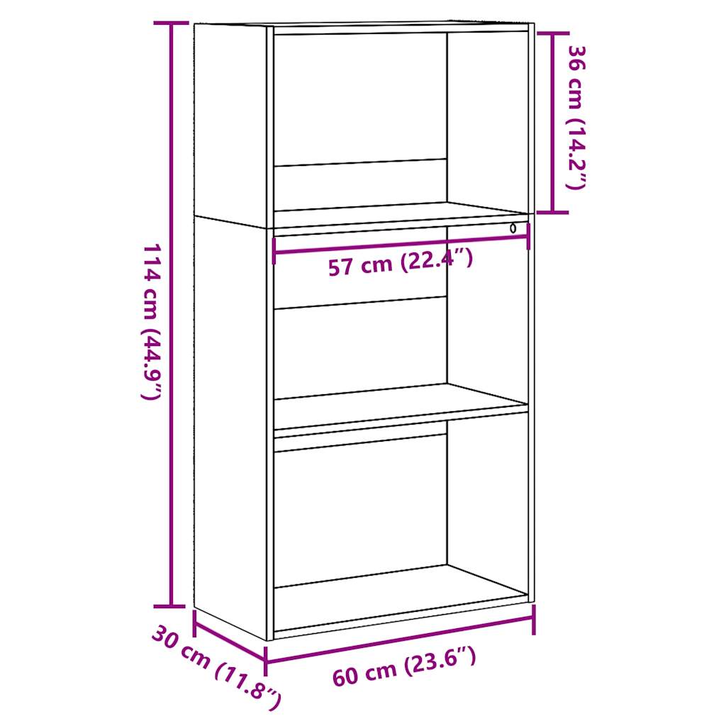 vidaXL Estantería de madera de ingeniería gris Sonoma 60x30x114 cm