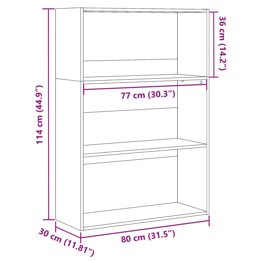 vidaXL Estantería de madera de ingeniería blanca 80x30x114 cm