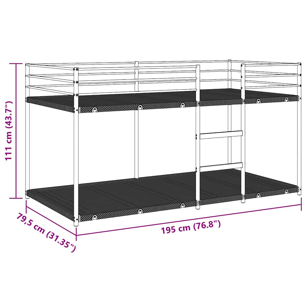 vidaXL Litera sin colchón acero negro 75x190 cm