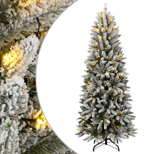 vidaXL Árbol de Navidad artificial con 150 LEDs y nieve flocada 120 cm