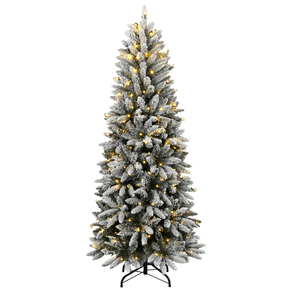 vidaXL Árbol de Navidad artificial con 150 LEDs y nieve flocada 150 cm