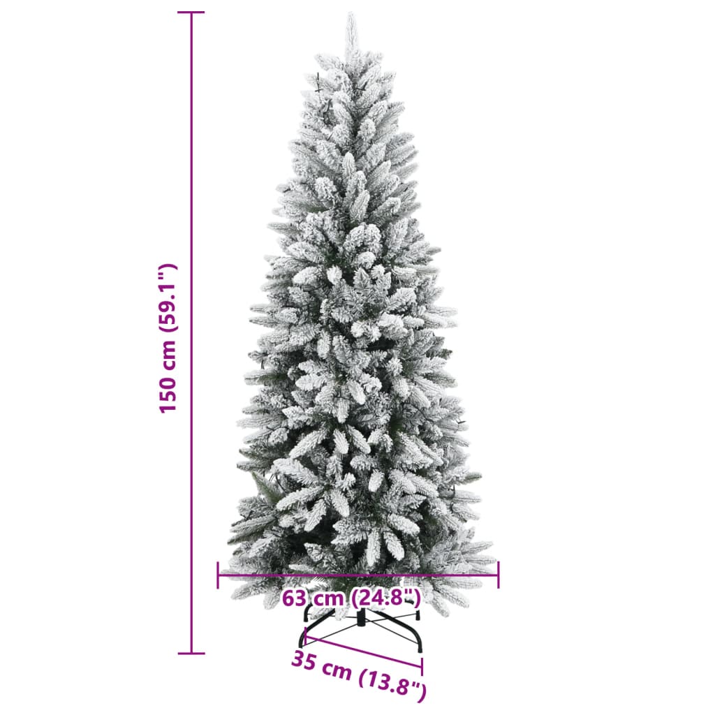 vidaXL Árbol de Navidad artificial con 150 LEDs y nieve flocada 150 cm