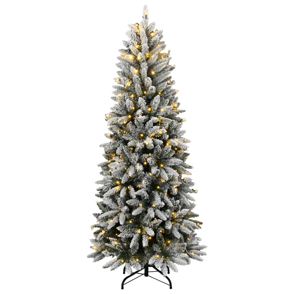 vidaXL Árbol de Navidad artificial con 300 LED y nieve flocada 180 cm