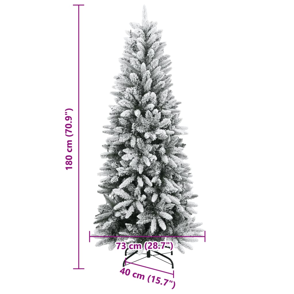 vidaXL Árbol de Navidad artificial con 300 LED y nieve flocada 180 cm