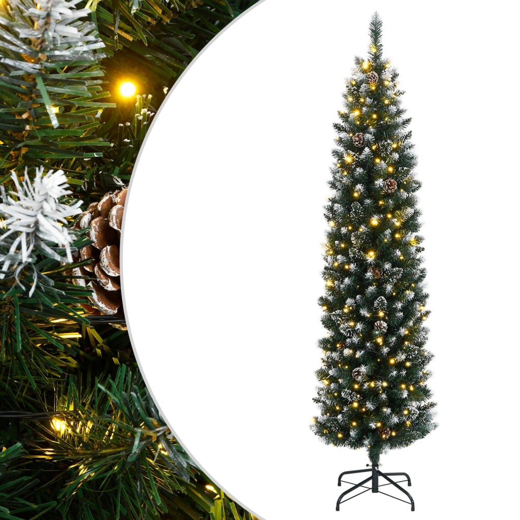 vidaXL Árbol de Navidad artificial estrecho con 300 LEDs 180 cm