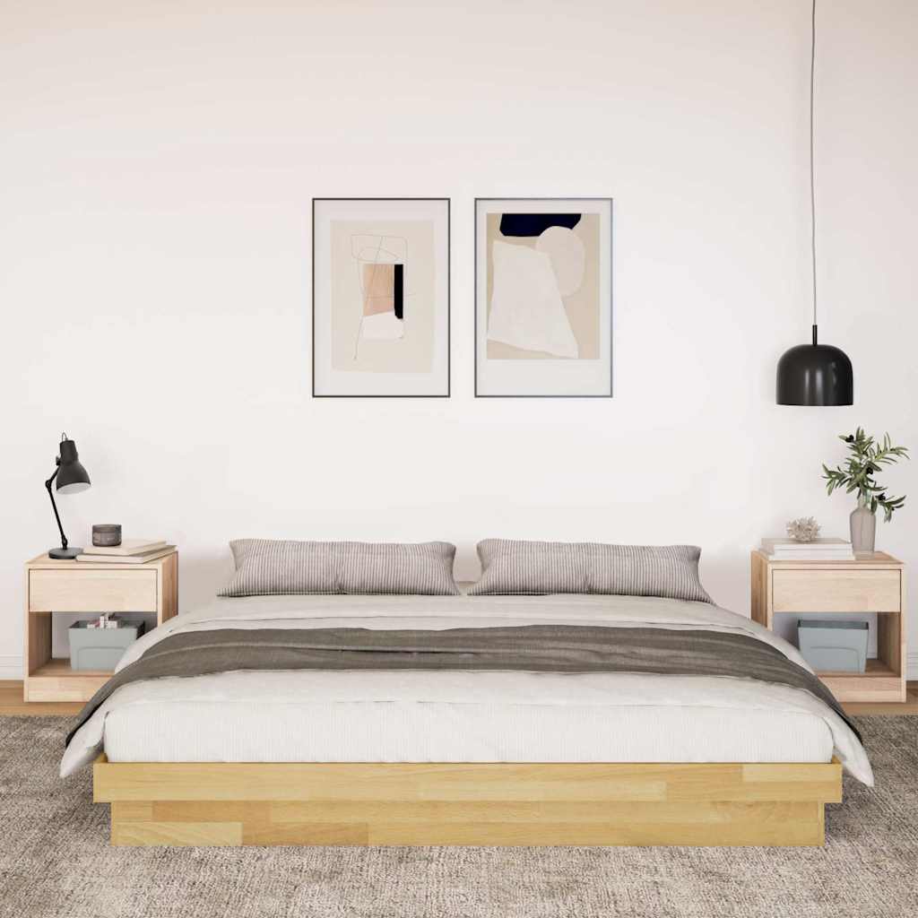 vidaXL Estructura de cama sin colchón 200x200 cm madera maciza roble