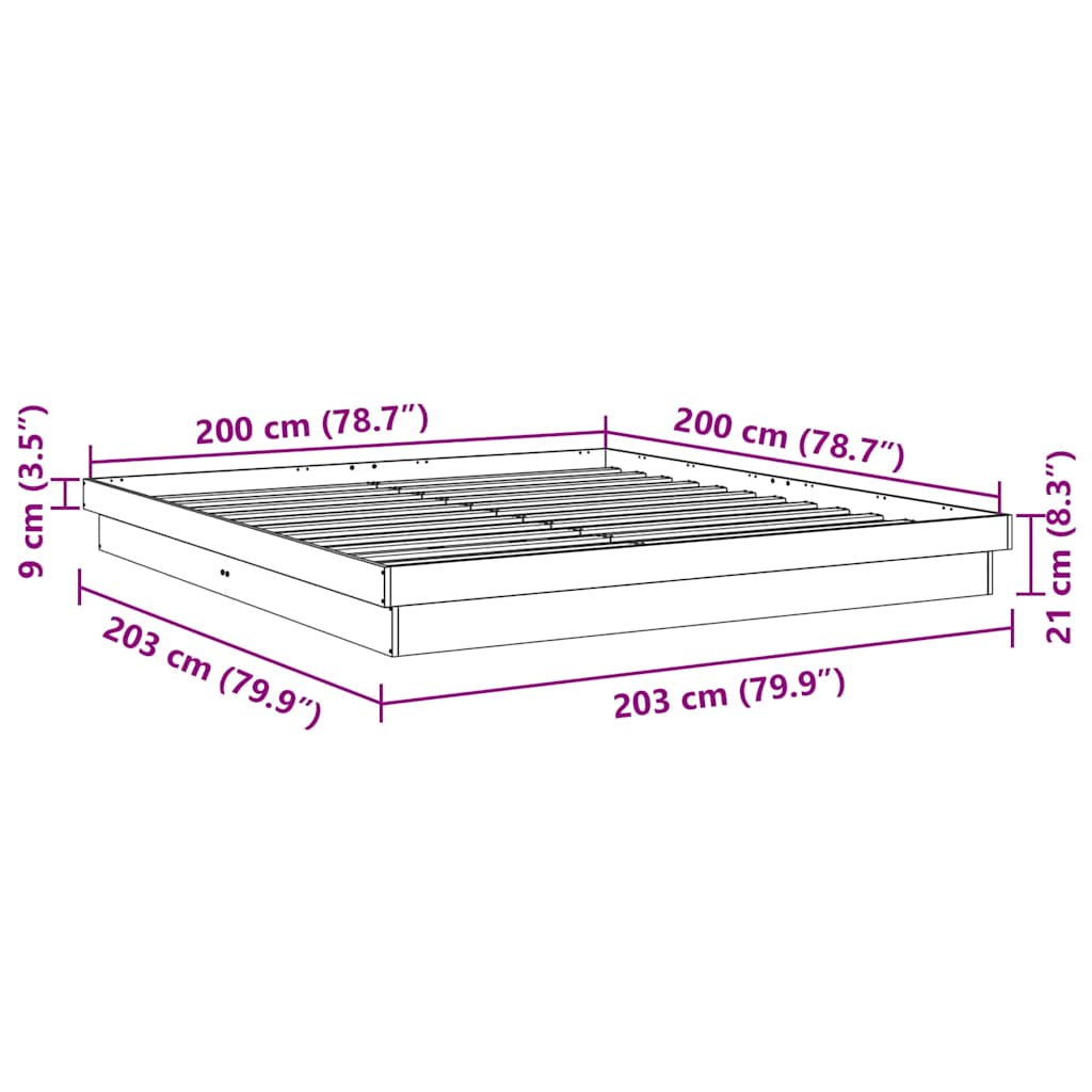 vidaXL Estructura de cama sin colchón 200x200 cm madera maciza roble