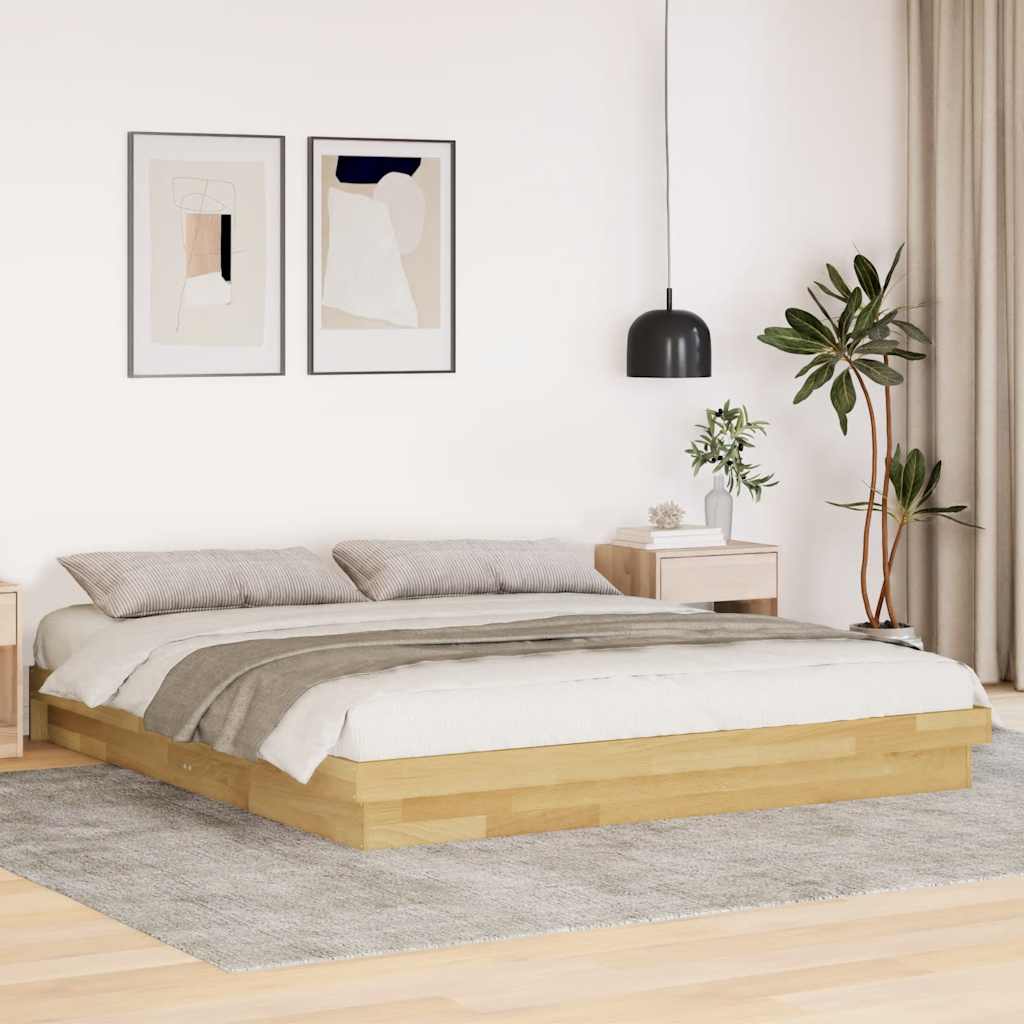 vidaXL Estructura de cama sin colchón 200x200 cm madera maciza roble