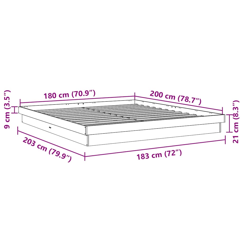 vidaXL Estructura de cama sin colchón 180x200 cm madera maciza roble