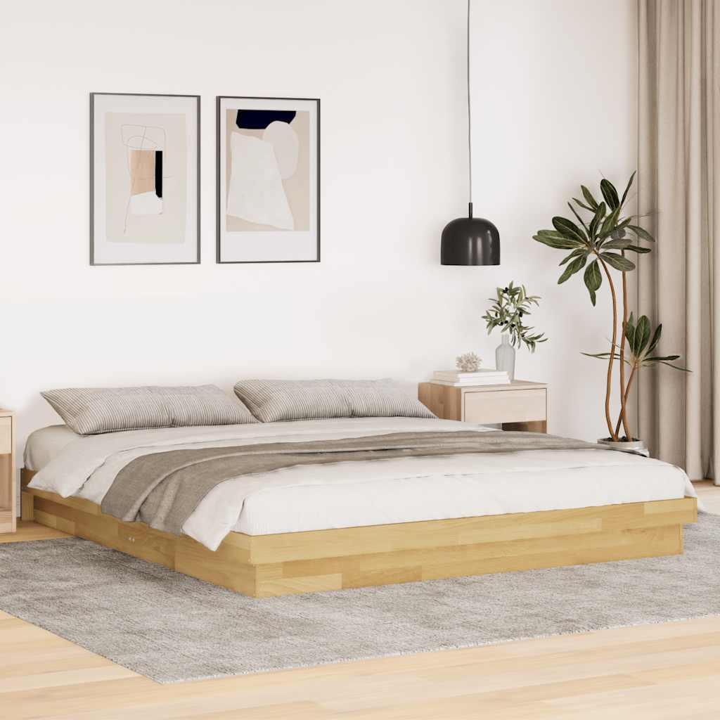 vidaXL Estructura de cama sin colchón 180x200 cm madera maciza roble