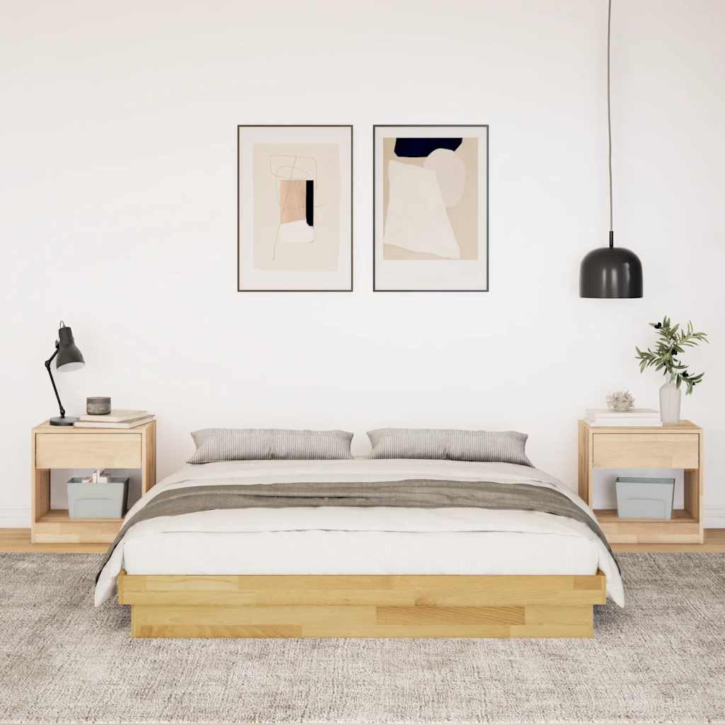 vidaXL Estructura de cama sin colchón 140x200 cm madera maciza roble