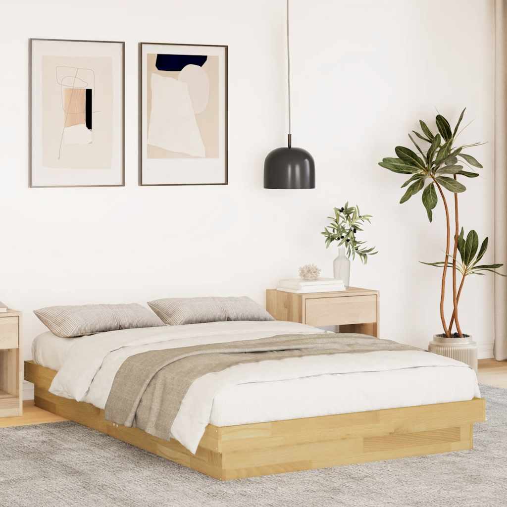 vidaXL Estructura de cama sin colchón 120x200 cm madera maciza roble