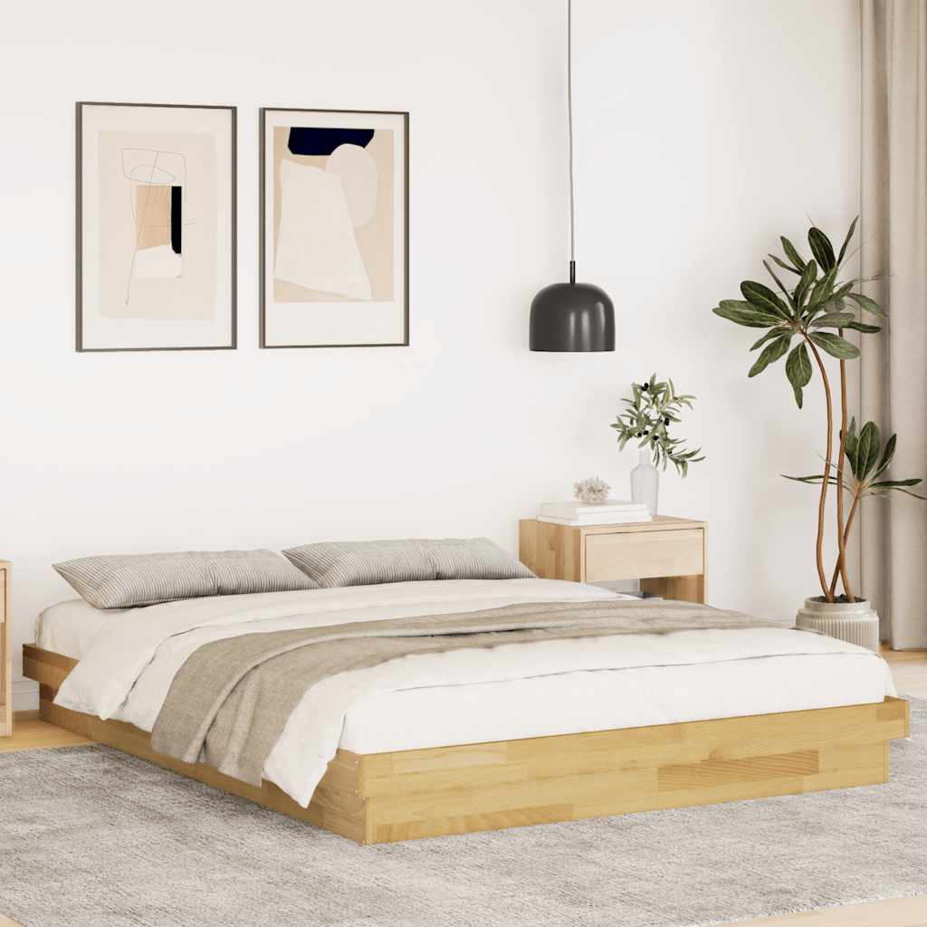 vidaXL Estructura de cama sin colchón 140x190 cm madera maciza roble