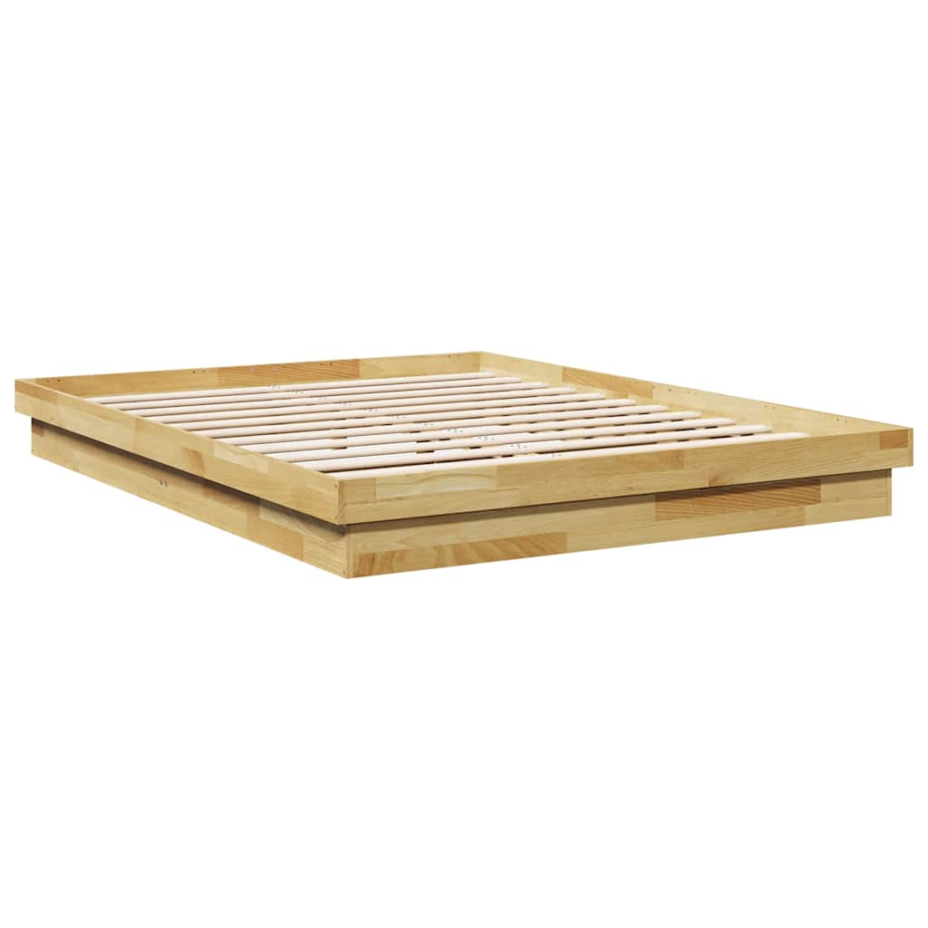 vidaXL Estructura de cama sin colchón 135x190 cm madera maciza roble