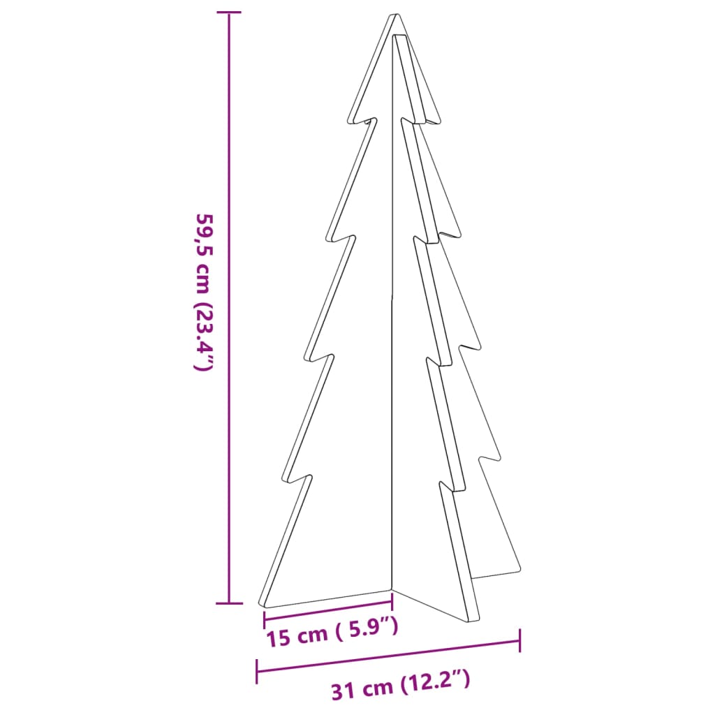 vidaXL Árbol de Navidad de madera de adorno madera maciza pino 59,5 cm