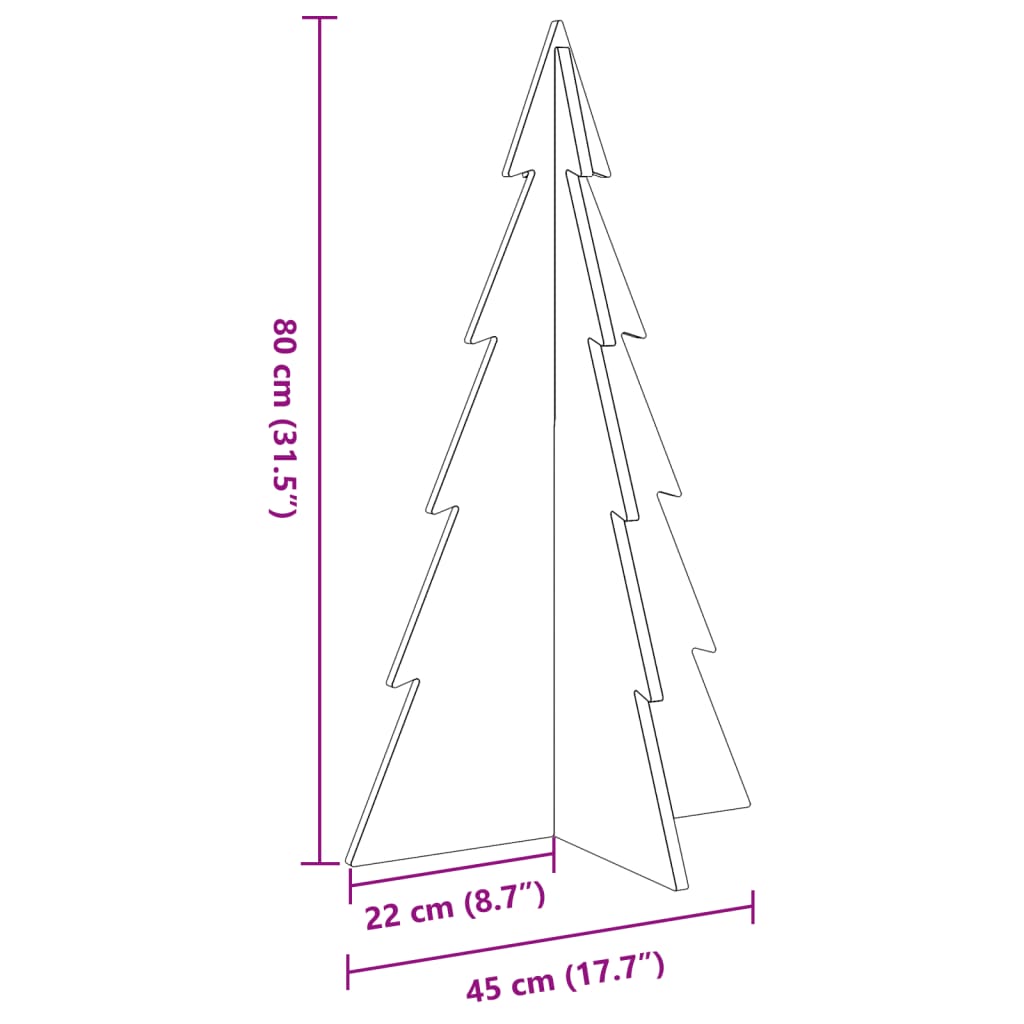 vidaXL Árbol de Navidad de madera de adorno madera maciza pino 80 cm