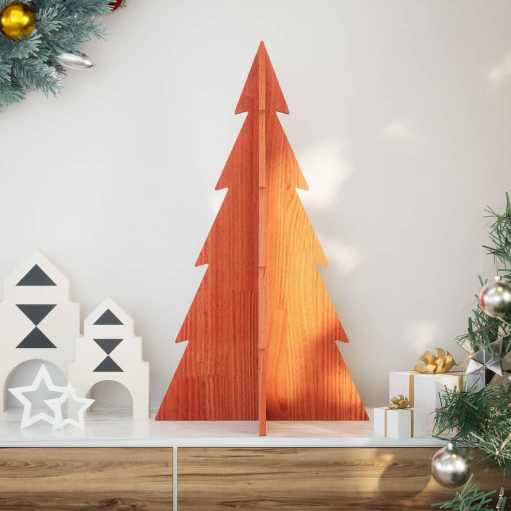 vidaXL Árbol de Navidad de adorno madera maciza pino marrón cera 80 cm