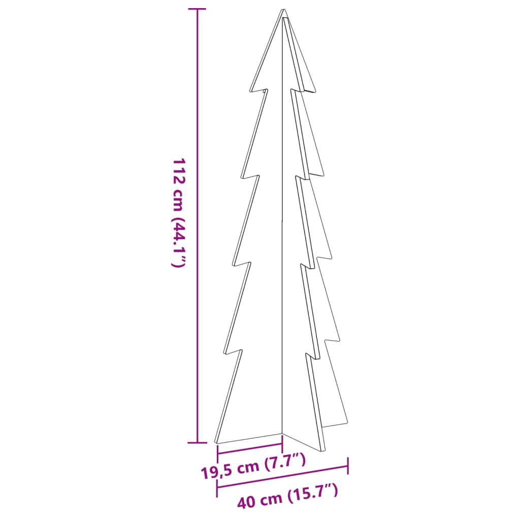 vidaXL Árbol de Navidad de madera de adorno madera maciza pino 112 cm