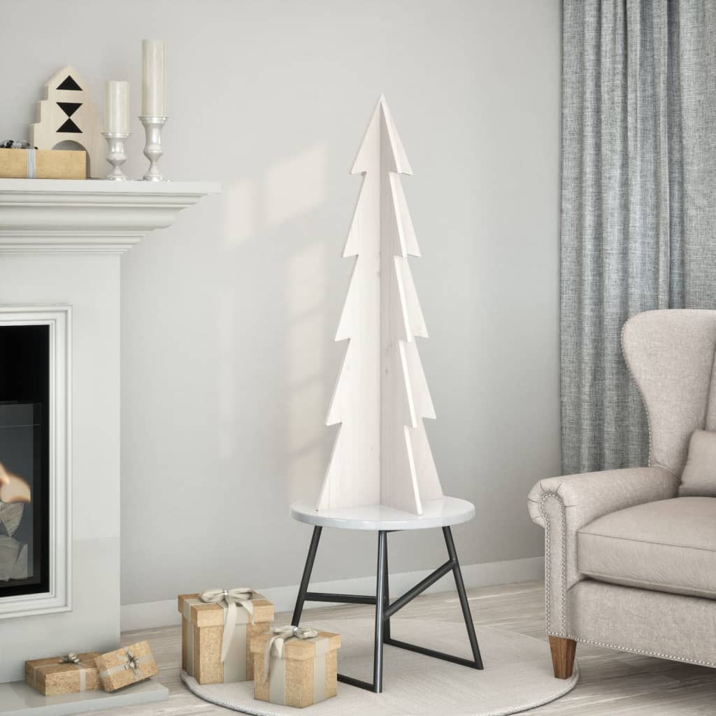 vidaXL Árbol de Navidad de adorno madera maciza pino blanco 112 cm