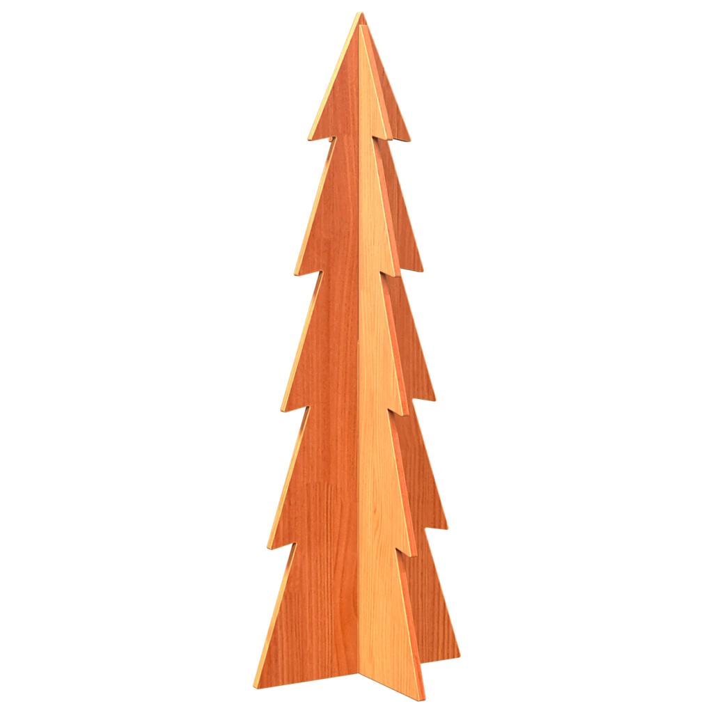 vidaXL Árbol Navidad de adorno madera maciza pino marrón cera 112 cm