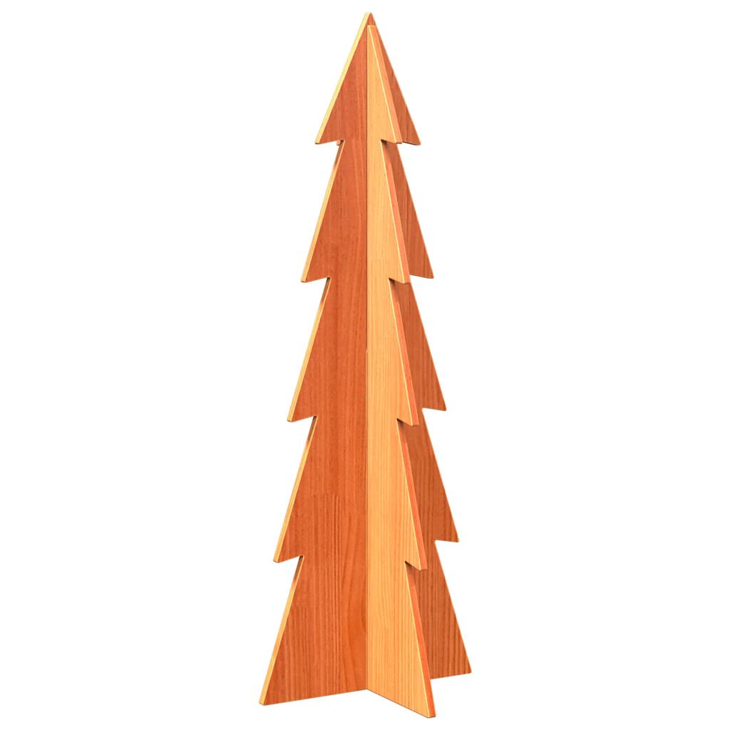 vidaXL Árbol Navidad de adorno madera maciza pino marrón cera 112 cm