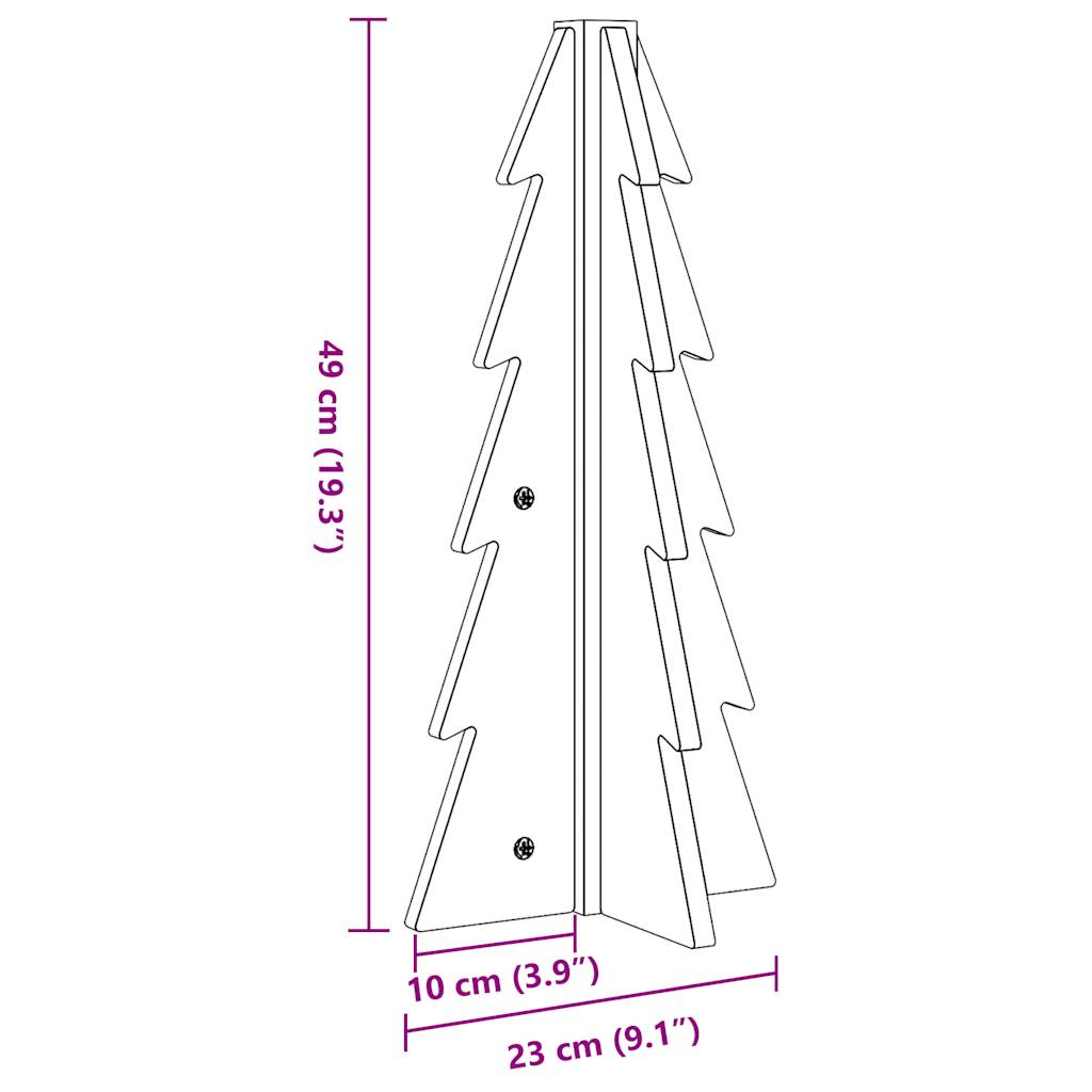 vidaXL Árbol de Navidad de adorno madera maciza pino marrón cera 49 cm