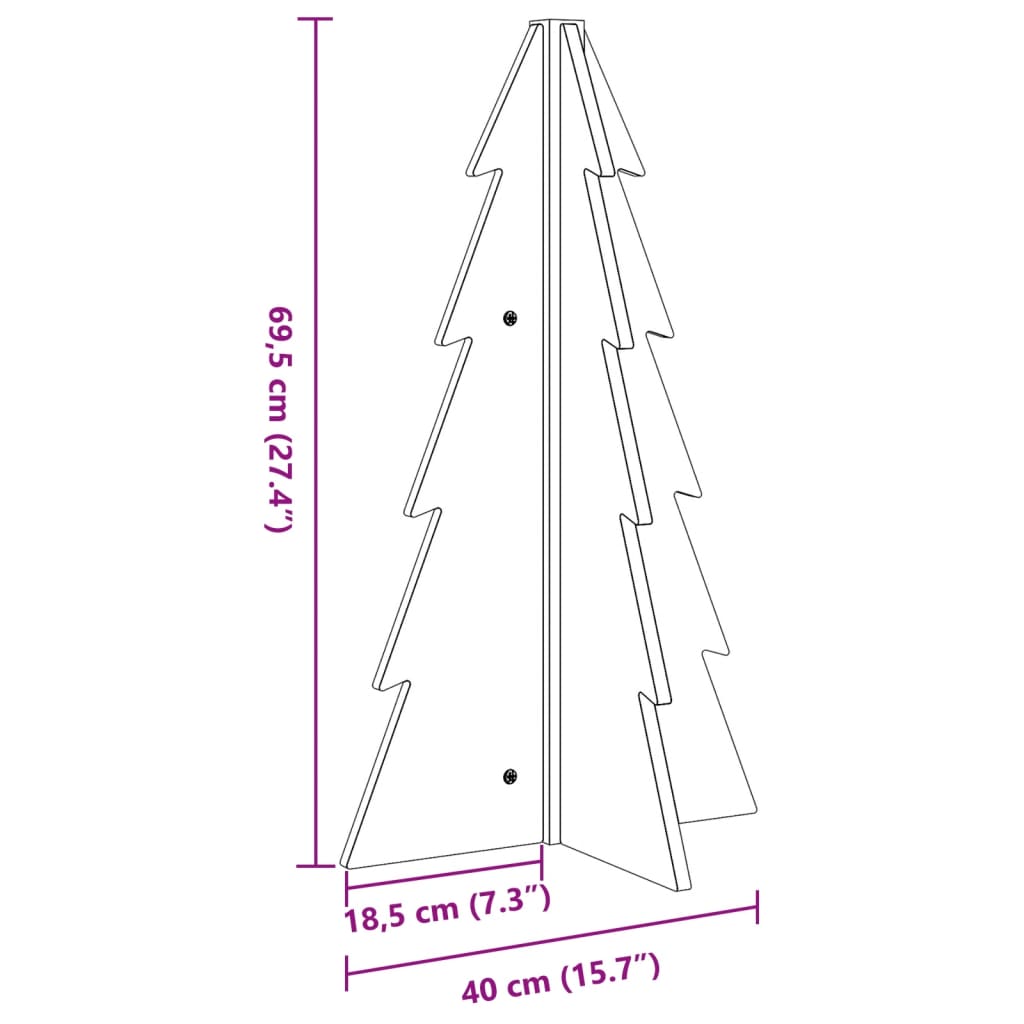 vidaXL Árbol de Navidad de madera de adorno madera maciza pino 69,5 cm