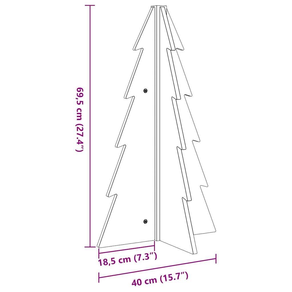 vidaXL Árbol de Navidad de adorno madera maciza pino blanco 69,5 cm