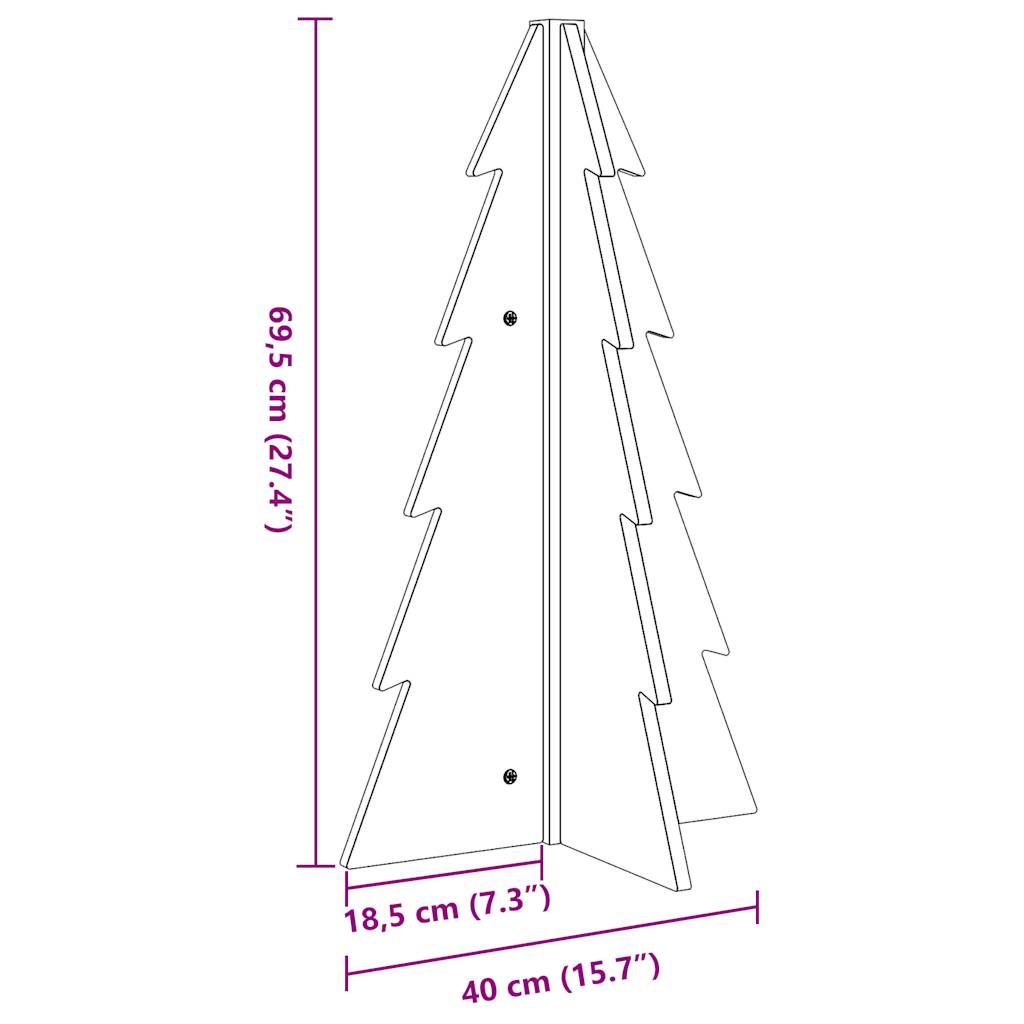 vidaXL Árbol Navidad de adorno madera maciza pino marrón cera 69,5 cm