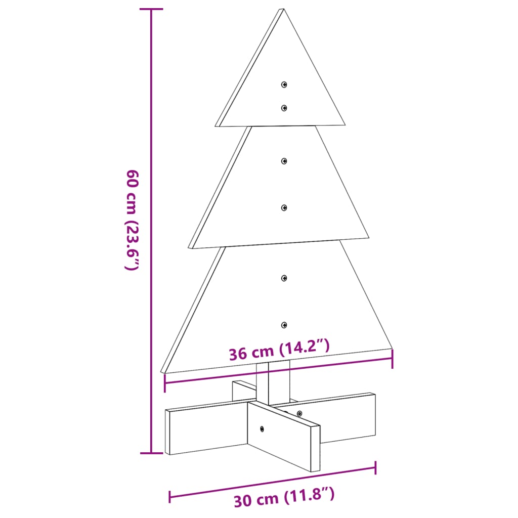 vidaXL Árbol de Navidad de madera de adorno madera maciza pino 60 cm