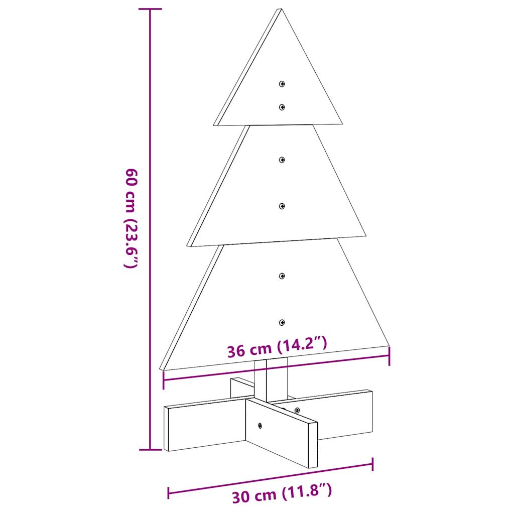 vidaXL Árbol de Navidad de adorno madera maciza pino blanco 60 cm