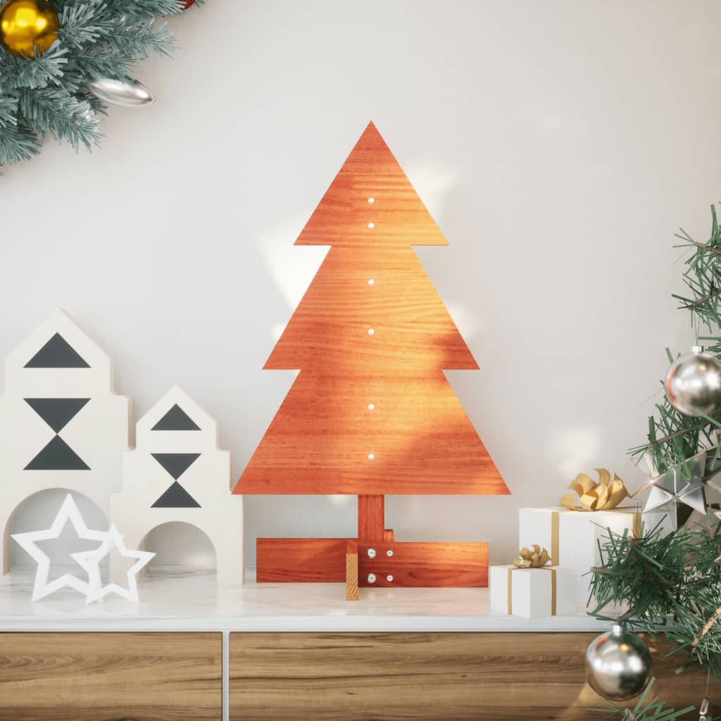 vidaXL Árbol de Navidad de adorno madera maciza pino marrón cera 60 cm