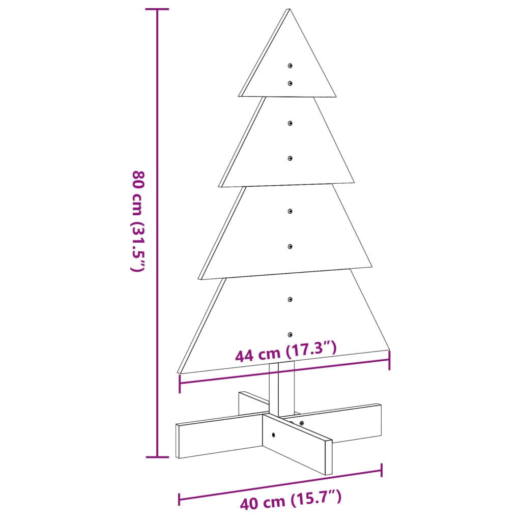 vidaXL Árbol de Navidad de madera de adorno madera maciza pino 80 cm