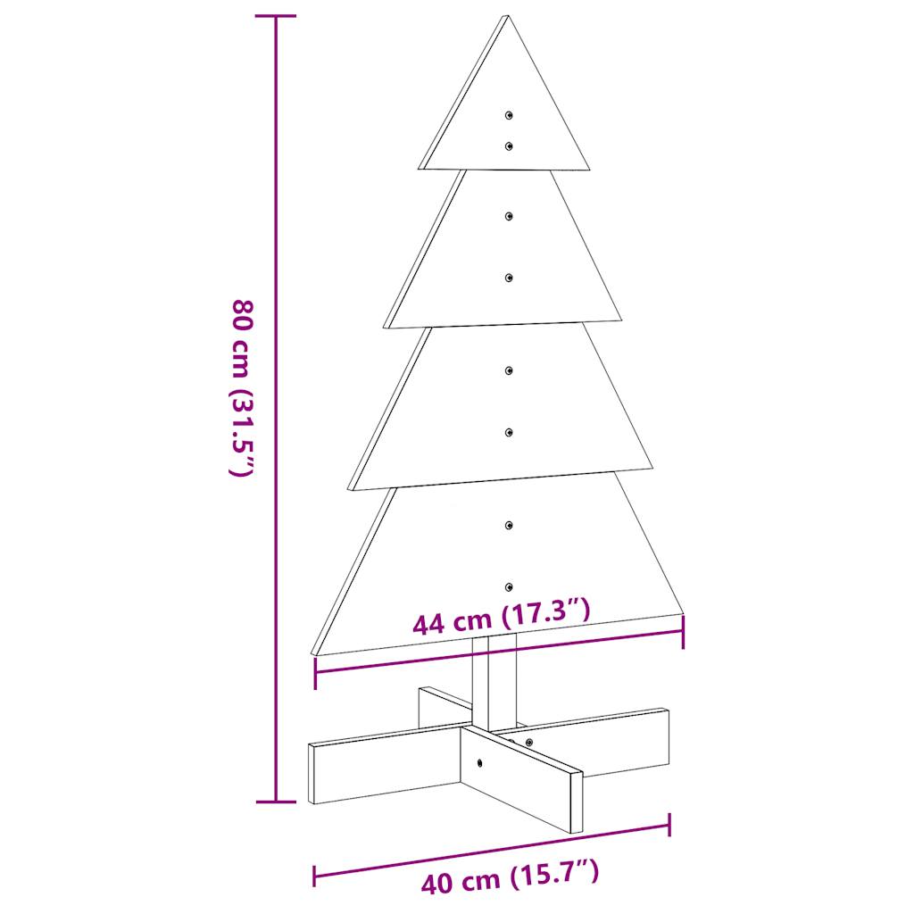 vidaXL Árbol Navidad de adorno madera maciza pino blanco 80 cm