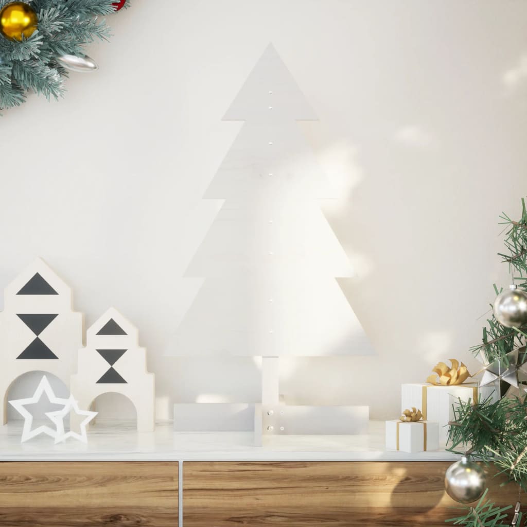 vidaXL Árbol Navidad de adorno madera maciza pino blanco 80 cm