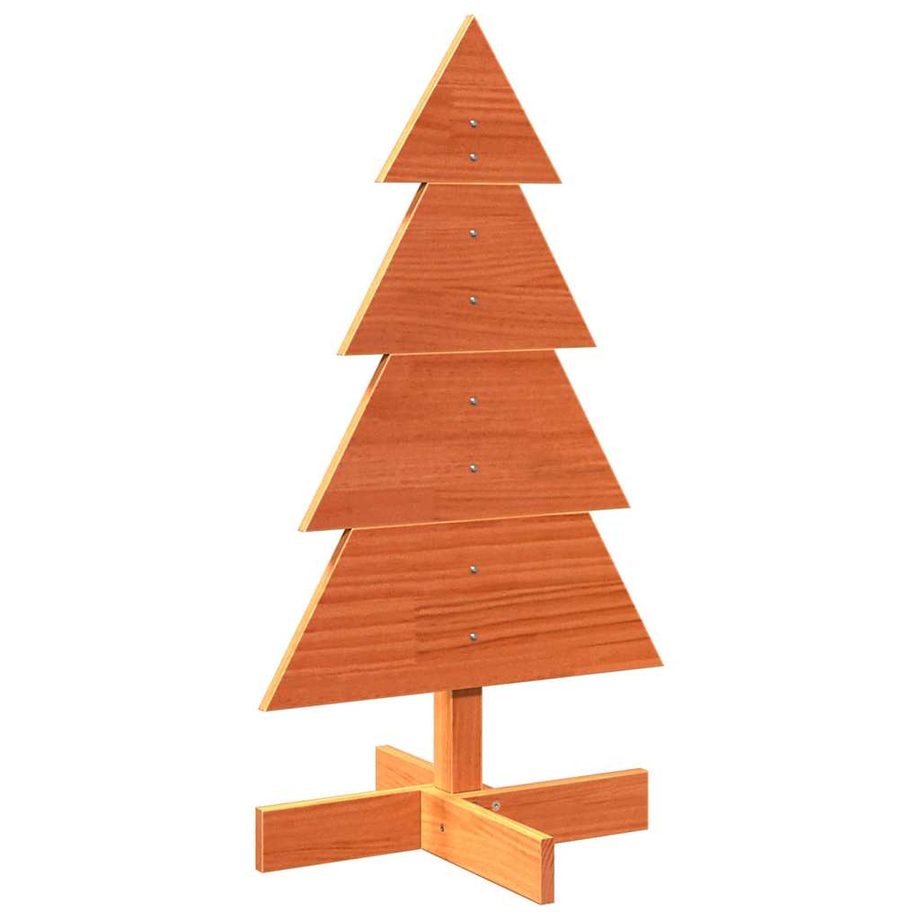 vidaXL Árbol de Navidad de adorno madera maciza pino marrón cera 80 cm