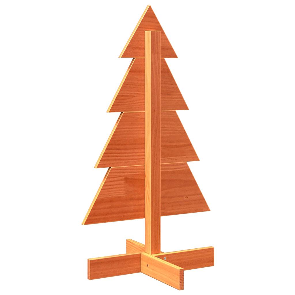 vidaXL Árbol de Navidad de adorno madera maciza pino marrón cera 80 cm