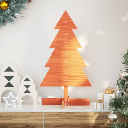 vidaXL Árbol de Navidad de adorno madera maciza pino marrón cera 80 cm