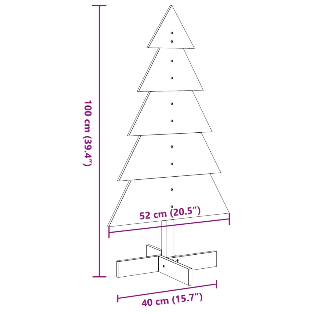 vidaXL Árbol de Navidad de madera de adorno madera maciza pino 100 cm