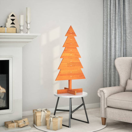 vidaXL Árbol Navidad de adorno madera maciza pino marrón cera 100 cm