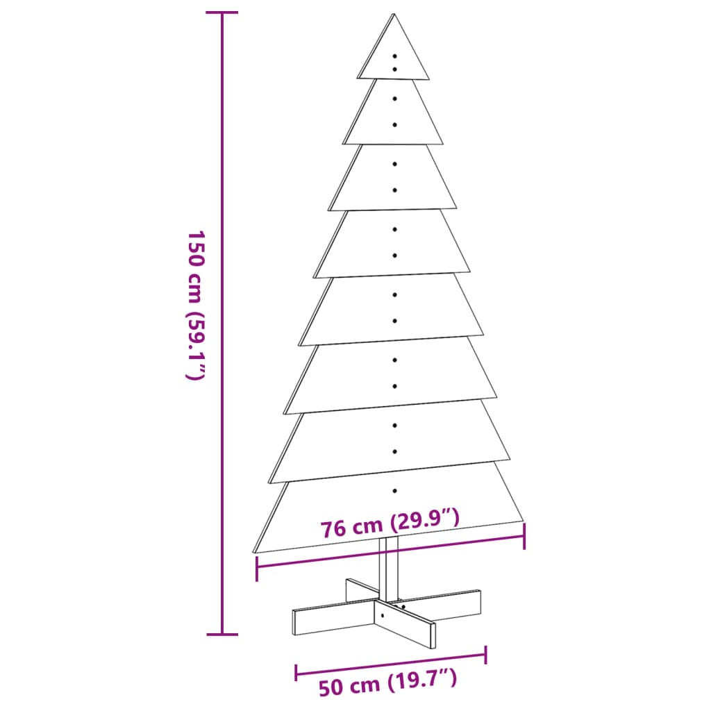 vidaXL Árbol de Navidad de madera de adorno madera maciza pino 150 cm